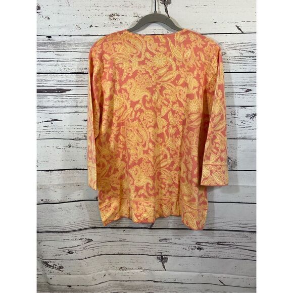 Tweeds V-neck sweater in orange and pink size extra large ￼ - Picture 4 of 4